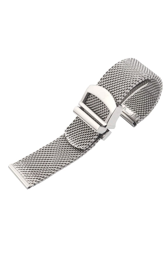 Premium Solid Mesh Stainless Steel Bracelets 20mm/22mm Watch Bands Deployment Buckle Polished Strap Wrist for Men Women