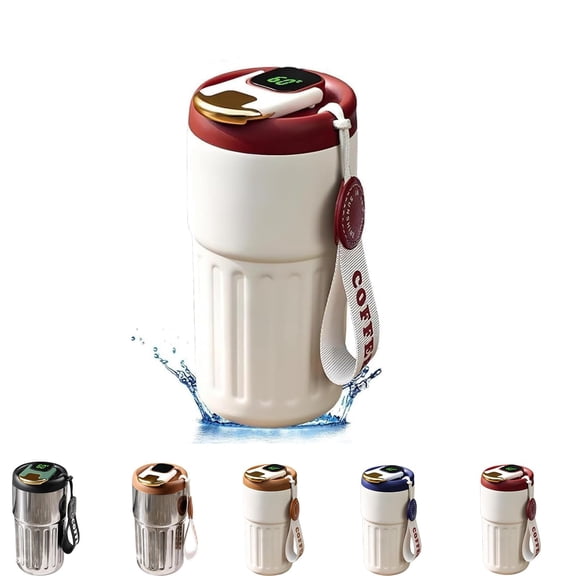 HPZZ Temperature Display Water Bottle - Stainless Steel Double Wall Vacuum Insulated Flask, 450ml Smart LED Temperature Display Water Bottle Keeps Warm for 18 Hours