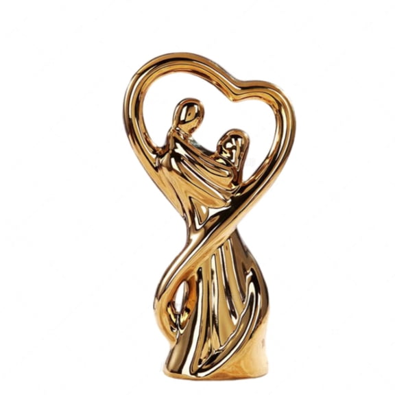 HPZZ Valentine's Day Couple Statue - Modern Abstract Ceramic Sculpture for Home & Office Decoration