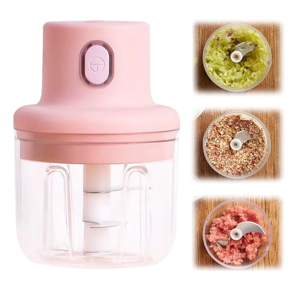HPZZ Wireless Food Chopper, Electric Mini Garlic Chopper Grinder Veggie Food Chopper with 250ml Bowl, Mini Food Processor Vegetable Chopper Garlic Mincer for Onion Chili Fruit Meat Nut (250ml)