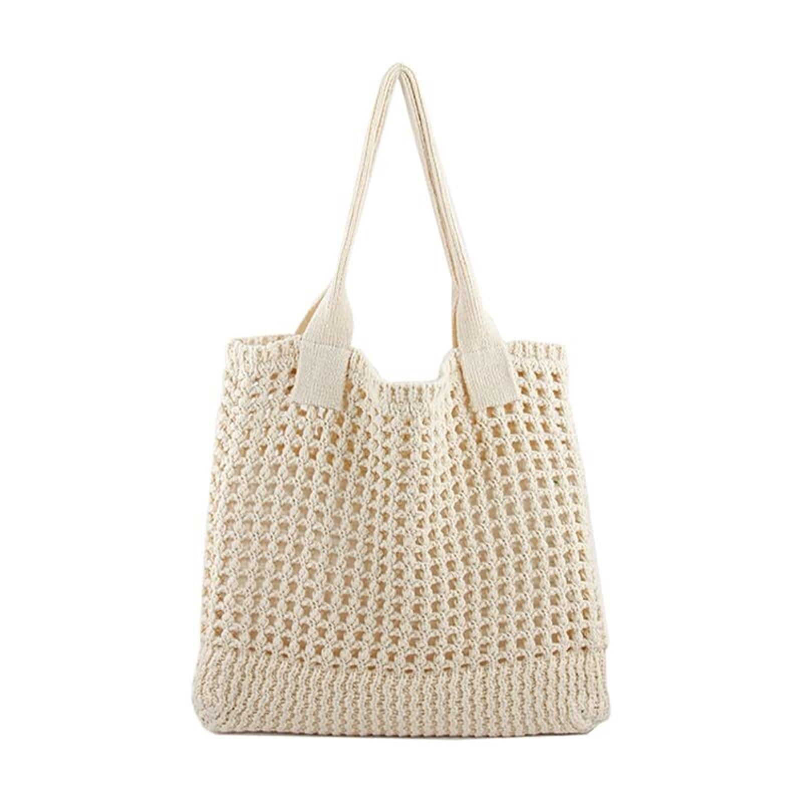Beach Hollow Out Knit Woven Shoulder Tote Bag