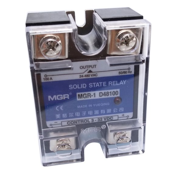HQ 100A Solid State Relay SSR DC-AC, 3-32V DC Input Control 24-480V AC Load, MGR-1 D48100 with LED Indicator