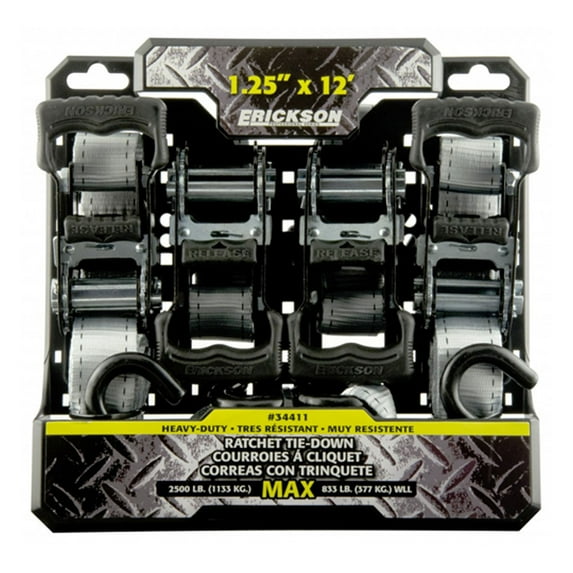 HQ POWERSPORTS 34411 1-1/4" X 12' 2500 lb Ratcheting Tie Down Grey (Set of 4)