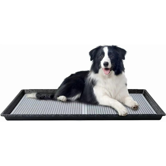 Dog Pee Pad Holder Tray with Grate 34”×23”, Large Dog Litter Box Toilet, Puppy Pee Pad Holder, Less Mess, Dog Potty Indoor Outdoor for Balcony