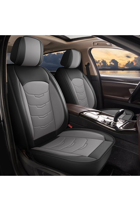 Auto Seat Covers for Cars Front Seats Fit for Chevrolet Tahoe 1997-2025 Leather Waterproof Seat Cover Cushion Protector with Lumbar Support Grey,Front Seat