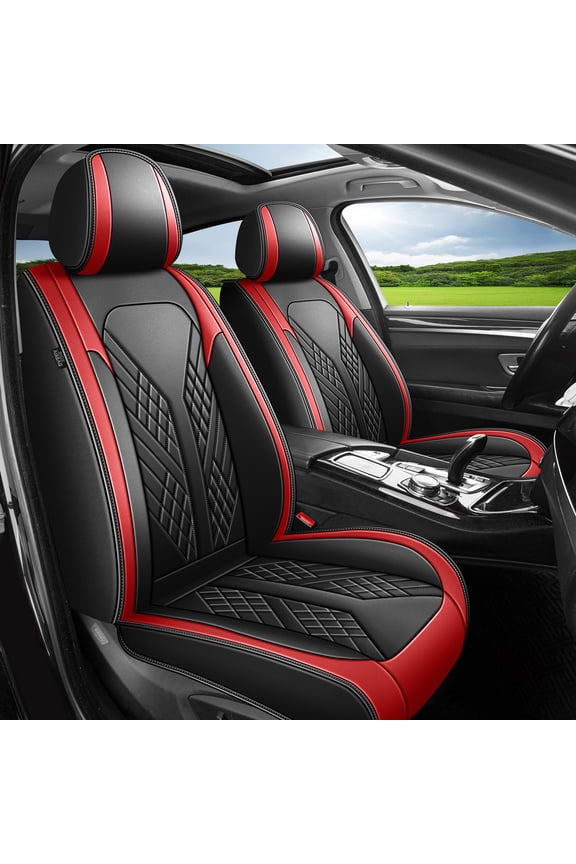 Car Seat Cover Custom Fit for Jeep Liberty 2002-2012 Waterproof Faux Leather Car Seat Protector,Comfortable Universal Car Seat Covers Accessories Red,Front Set(2 Seats)