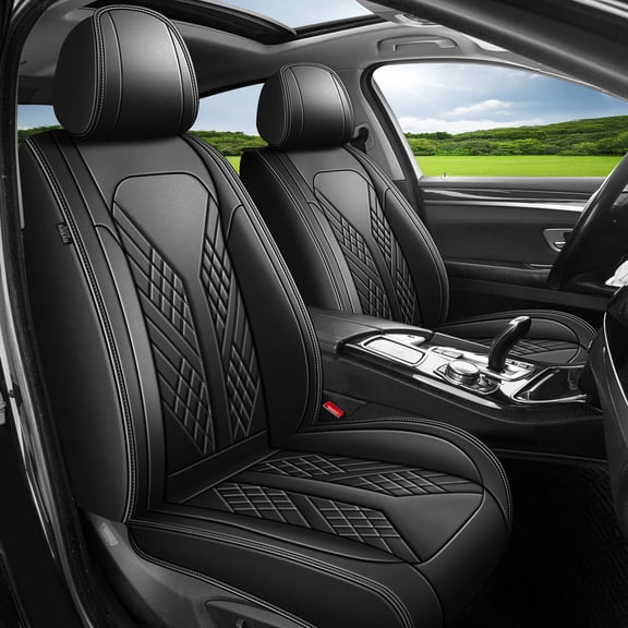 HQBQBUG Car Seat Cover Custom Fit for Mazda Mazda 6 2010-2021 Waterproof Faux Leather Car Seat Protector,Comfortable Universal Car Seat Covers Accessories Black,Front Set(2 Seats)