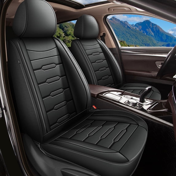 HQBQBUG Car Seat Cover Fit for Chevrolet/Chevy Equinox 2007-2025 2026 Breathable Leather Automotive Seat Covers Front Pair Anti-Slip Seat Cover Black,Front Set(2 Seats)