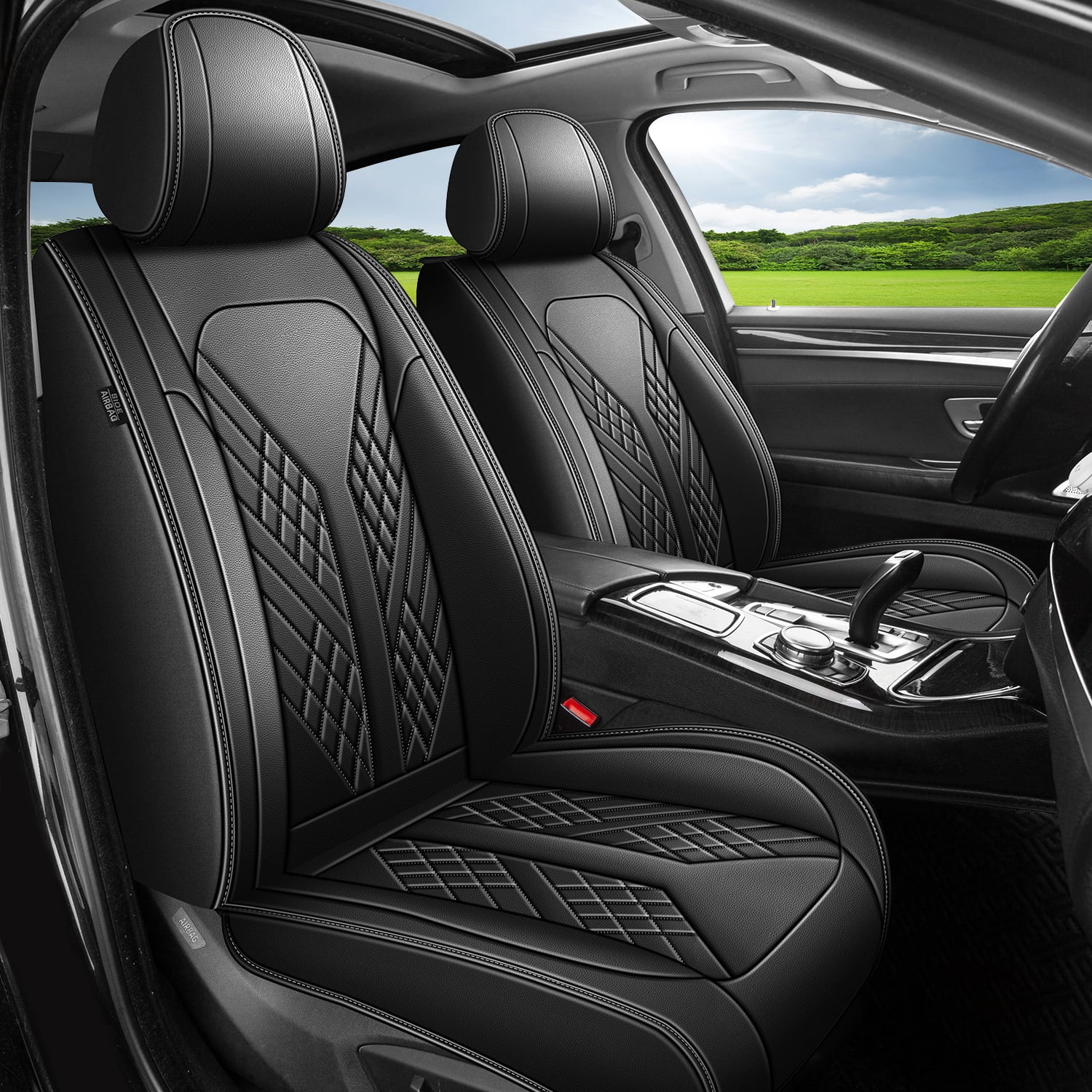 HQBQBUG Car Seat Cover Fit for Toyota Camry 2002-2025 2026 Premium Leather Luxury Car Seat Protector,Comfort Full Coverage Automotive Seat Covers Black,Front Set(2 Seats)