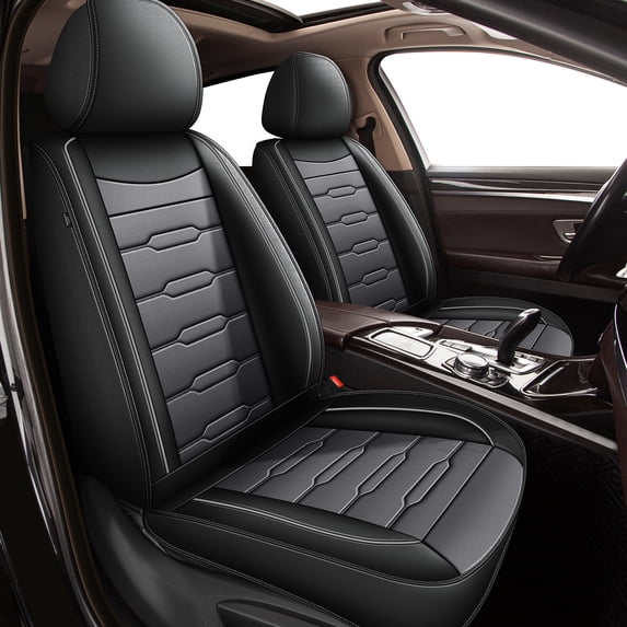 HQBQBUG Car Seat Cover Fit for Toyota Venza 2009-2020 Waterproof Leather Seat Covers Cushion Comfort Car Seat Protector Compatible Airbag Gray,Full Set(2 Row 5 Seats)
