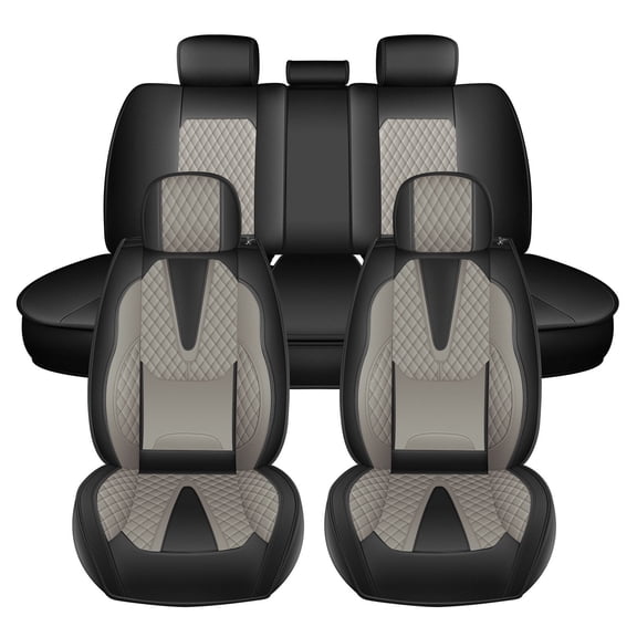 HQBQBUG Car Seat Cover Full Set Fit for Toyota RAV4(Not for Hybrid) 2013-2024 2025 Comfort Leather Seat Covers Cushion Waterproof Automotive Seat Protector Grey,FullSet(5Seat)