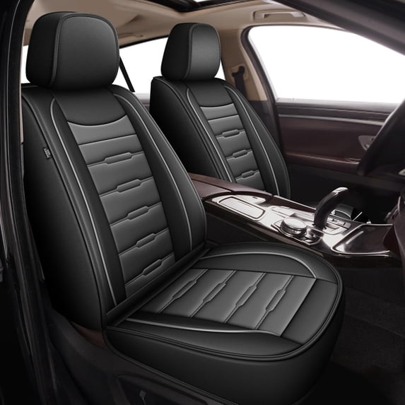 HQBQBUG Car Seat Cover for Jeep Liberty 2002-2012,Premium Waterproof Leather Seat Covers Auto Seat Protector Cushions Compatible Airbag Gray,Full Set(2 Row 5 Seats)