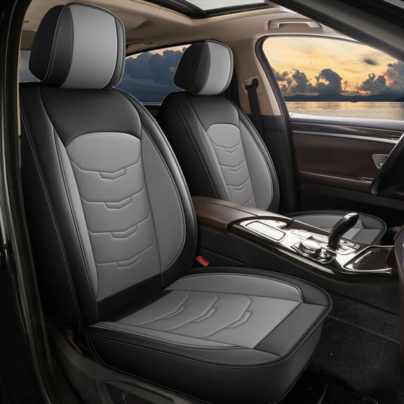 HQBQBUG Car Seat Covers Front Seats Fit for Honda Odyssey 2007-2025 Luxury Leather Carseat Cover Cushion Protector Compatible Airbag Automotive Interior Grey,Front Seat