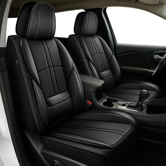 HQBQBUG Car Seat Covers Front Seats Fit for Honda Odyssey 2007-2025 Waterproof Comfort Leather Car Seat Cover Protectors with Lumbar Support Black,Front Seat