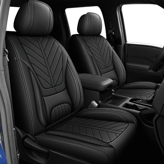 HQBQBUG Car Seat Covers Front Seats for GMC Canyon 2015-2025 Waterproof Leather Seat Covers Breathable Car Seat Protector Compatible Airbag(Black,2 Seats)