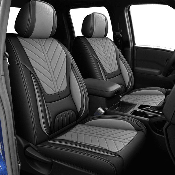 HQBQBUG Car Seat Covers Front Seats for Hyundai Genesis 2009-2016 Waterproof Leather Seat Covers Breathable Car Seat Protector Compatible Airbag(Grey,2 Seats)
