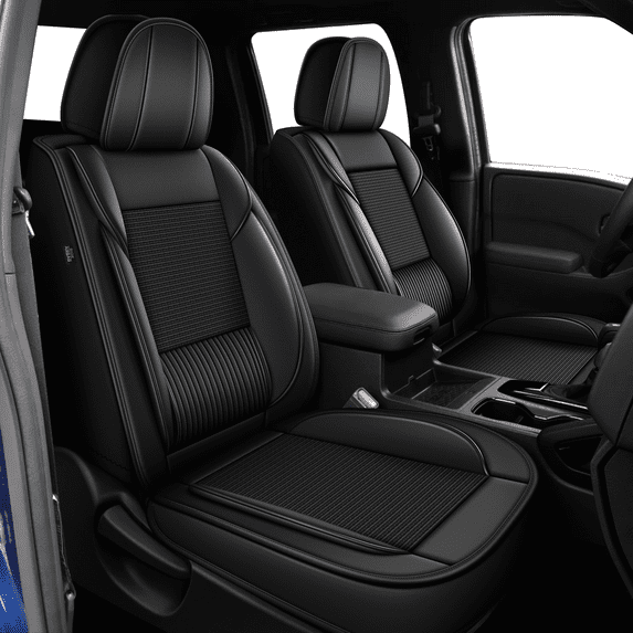 HQBQBUG Car Seat Covers Front Seats for Hyundai Ioniq 2017-2025: Breathable Cooling Ice Silk Leather Seat Covers Cushion Compatible Airbag(Black,Front Row)