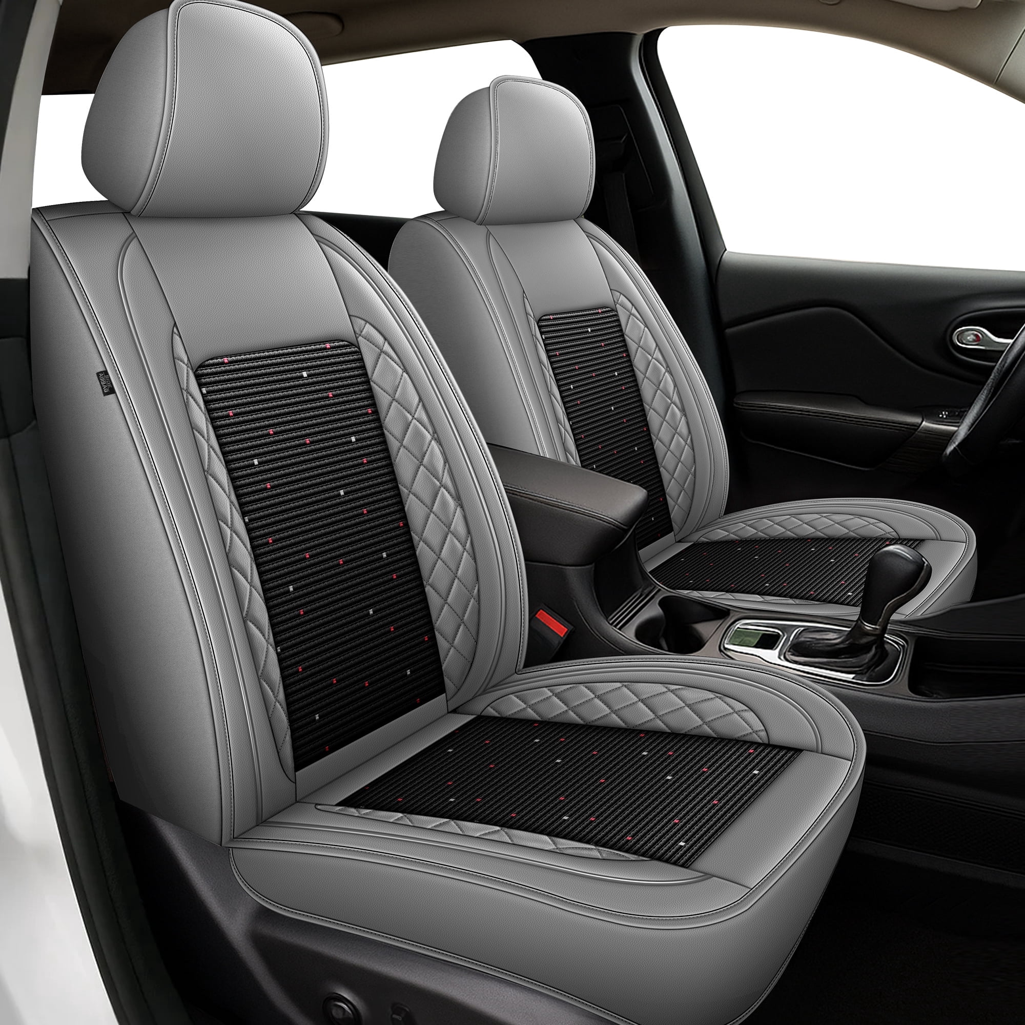 HQBQBUG Car Seat Covers Front Seats for Toyota RAV4(Not for Hybrid) 2013-2025: Breathable Cooling Ice Silk Leather Seat Covers Cushion Compatible Airbag(Grey,Front Row)