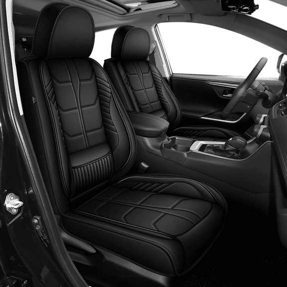 HQBQBUG Car Seat Covers Front Seats for Volkswagen/VW Taos 2022-2025,Waterproof Premium Leather Car Seat Protector,Anti-Slip Stylish Compatible Airbag(2 Seats,Black)