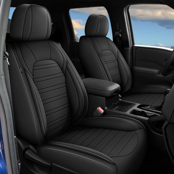 HQBQBUG Car Seat Covers Front Seats for Kia Sportage 2009-2025 Premium Leather Seat Covers 2PC Set Waterproof Airbag Safe(Black,2 Seats)