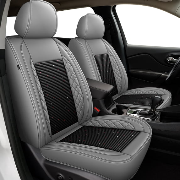 HQBQBUG Car Seat Covers Front Seats for Lexus HS 250h 2010-2012 Ice Silk Leather Seat Covers Breathable Cooling Compatible Airbag(Grey,Front Row)