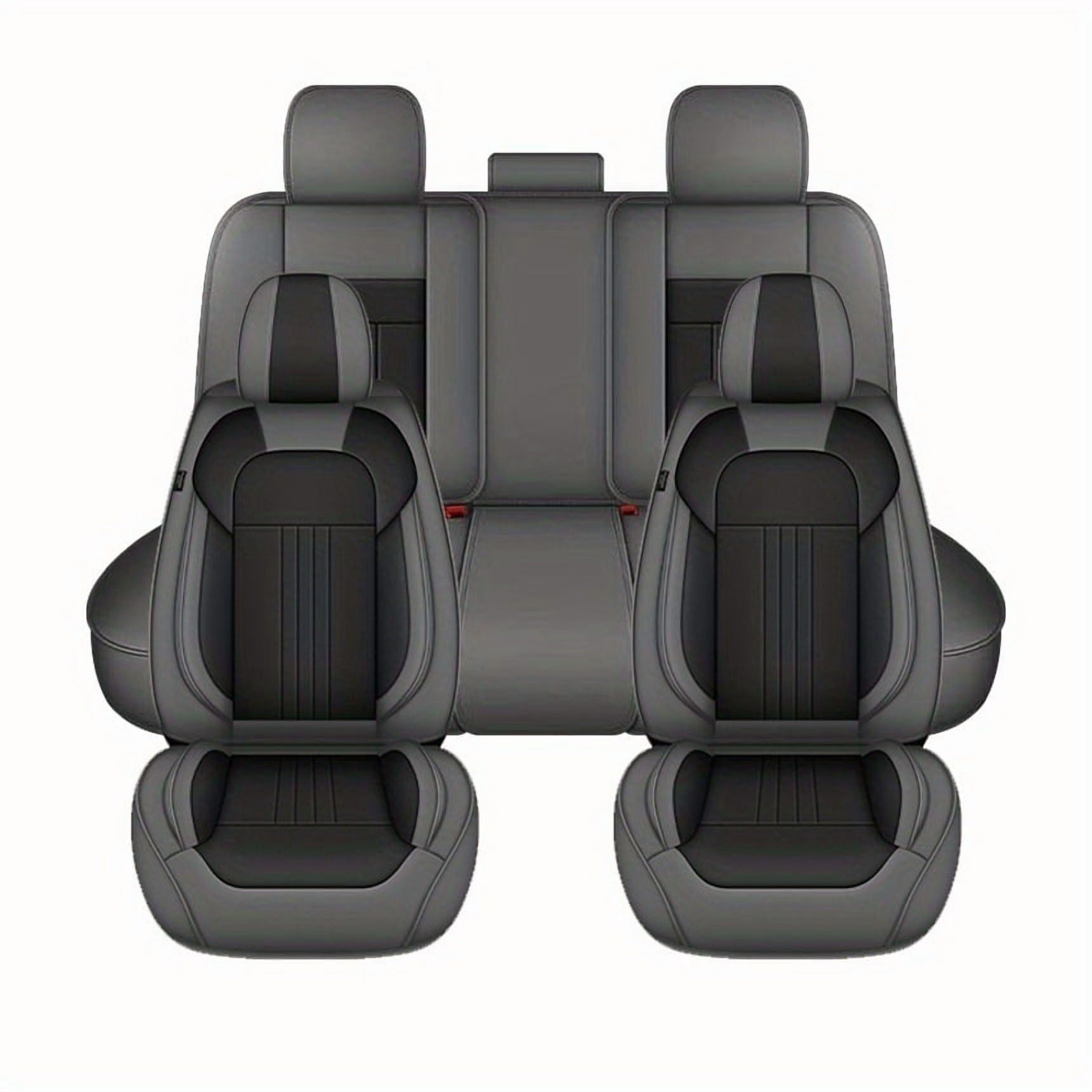 HQBQBUG Car Seat Covers Full Set for Buick Verano 2002-2017,Premium Nappa Leather Luxury Car Seat Protector,Comfort Anti-Slip Full Coverage Automotive Seat Covers(Black Grey,5 Seats)