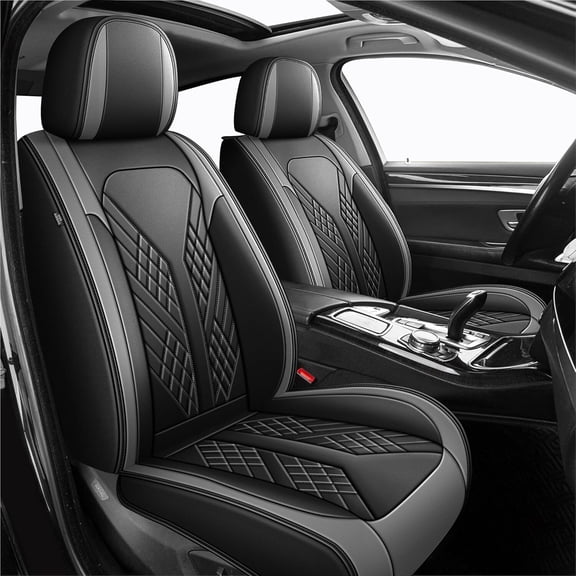 HQBQBUG Car Seat Covers Full Set for Cadillac CT4 2020-2025 Premium Leather Seat Protector with Lumbar Support,Waterproof Auto Cushions Grey,Full Set(2 Row 5 Seats)