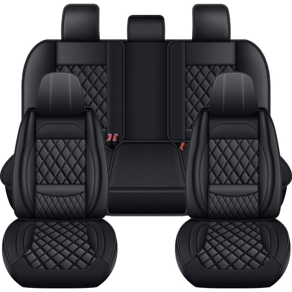 HQBQBUG Car Seat Covers Full Set Compatible with Toyota RAV4(Not for Hybrid) 2013-2018, Comfort Leather Automotive Seat Covers Anti-Slip Seat Cover&Accessories(Black,5 Seats)
