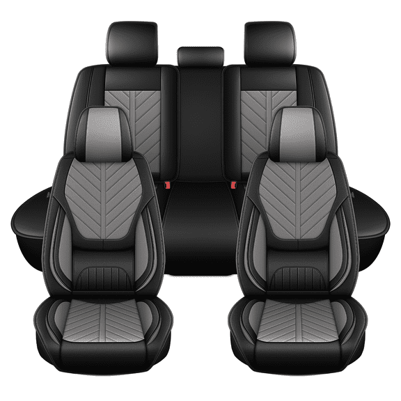 HQBQBUG Car Seat Covers Full Set for Dodge Charger 2007-2024 Waterproof Leather Seat Covers Cushion Breathable Comfort Lumbar Support Easy Installation(Grey,5 Seats)