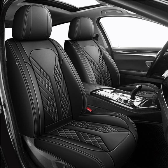 HQBQBUG Car Seat Covers Full Set Fit for Kia Sorento 2007-2025 2026 5 Seats Waterproof Leather Front and Back Car Seat Covers Protectors Black,Full Set(2 Row 5 Seats)