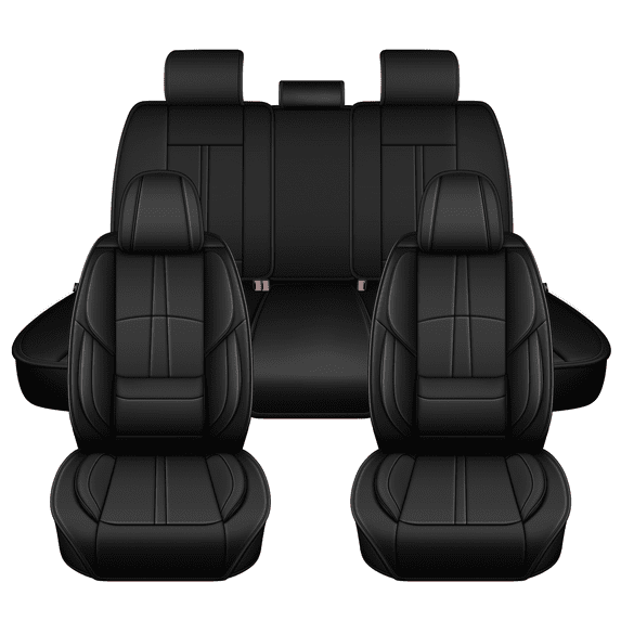 HQBQBUG Car Seat Covers Full Set Fit for Nissan Titan 2009-2025 5 Seat Luxury Automative Interior Accessories,Waterproof Leather Car Seat Protector Black,FullSet(5Seat)