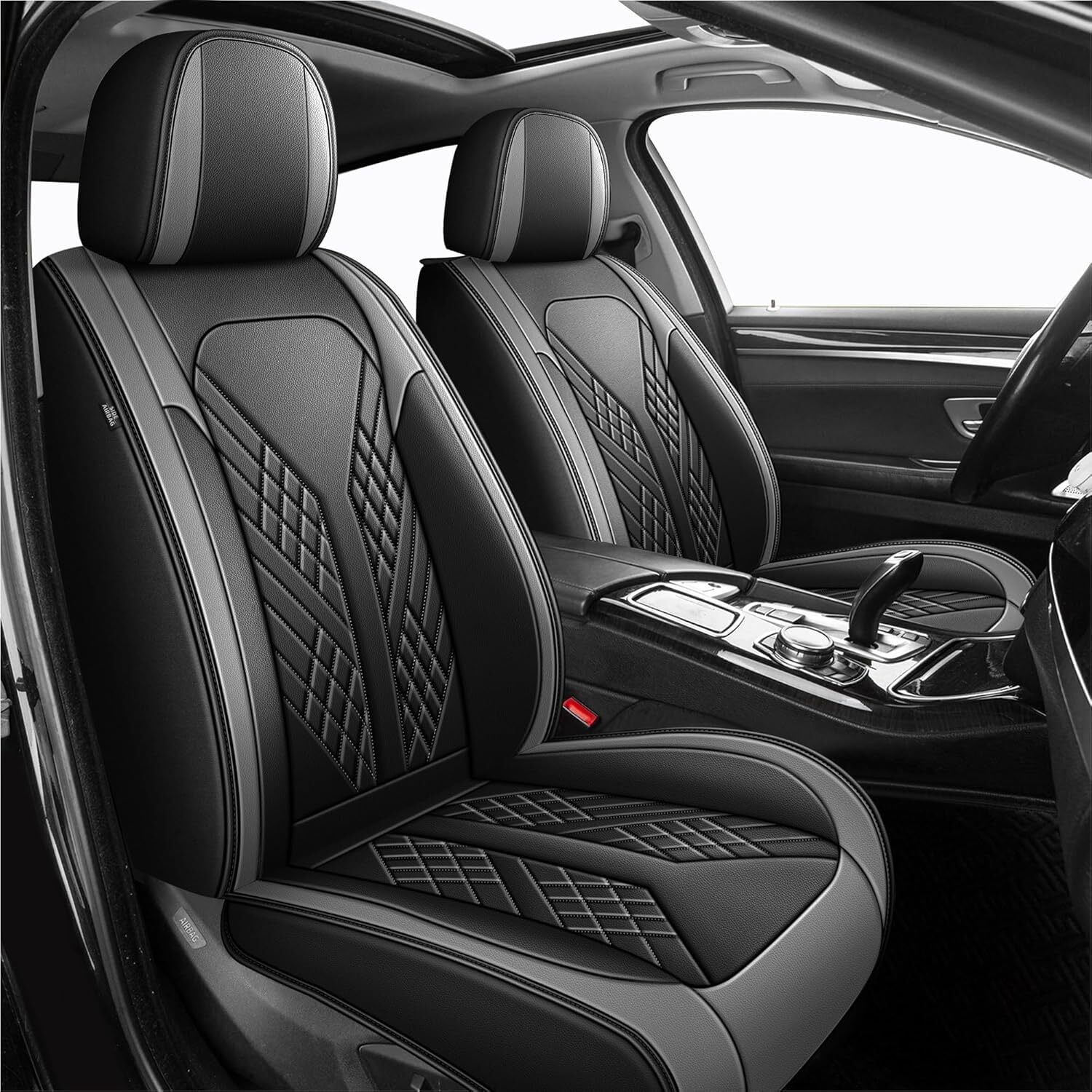 HQBQBUG Car Seat Covers Full Set Fit for Toyota Camry 2002-2025 2026 5 Seats Waterproof Leather Front and Back Car Seat Covers Protectors Grey,Full Set(2 Row 5 Seats)