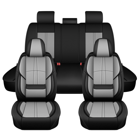 HQBQBUG Car Seat Covers Full Set Fit for Toyota RAV4(Not for Hybrid) 2013-2025 5 Seat Luxury Automative Interior Accessories,Waterproof Leather Car Seat Protector Grey,FullSet(5Seat)