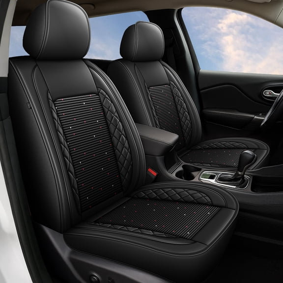 HQBQBUG Car Seat Covers Full Set for Lexus RX 350 2007-2025 Ice Silk Leather Seat Covers Cushion Breathable Cooling Comfort Easy Installation(Black,2 Row 5 Seat)