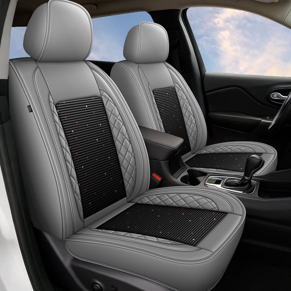 HQBQBUG Car Seat Covers Full Set for Hyundai Sonata 2007-2026 Ice Silk Leather Seat Covers Cushion Breathable Cooling Comfort Easy Installation(Gray,2 Row 5 Seat)