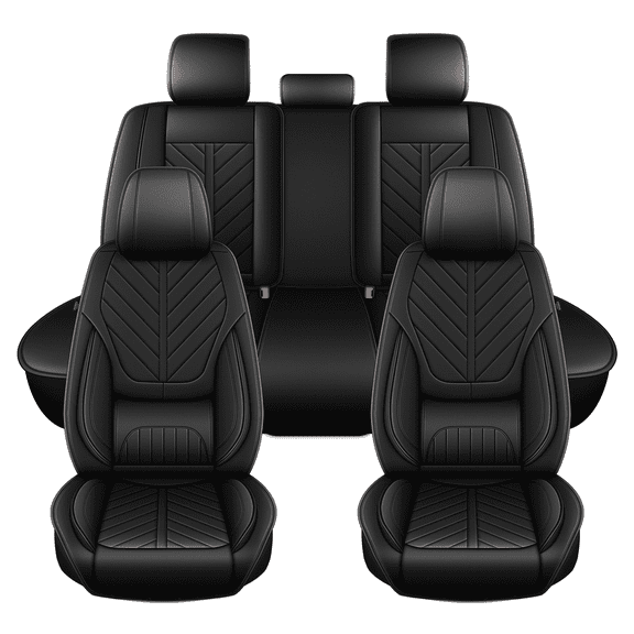 HQBQBUG Car Seat Covers Full Set for Hyundai Sonata 2007-2026 Waterproof Leather Seat Covers Cushion Breathable Comfort Lumbar Support Easy Installation(Black,5 Seats)