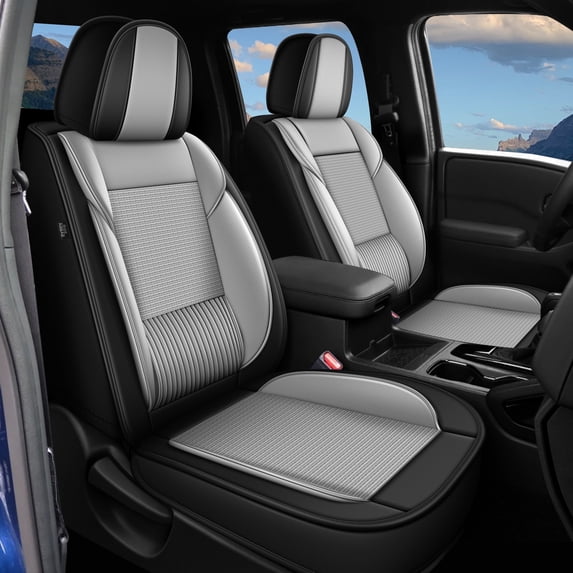HQBQBUG Car Seat Covers Full Set for Hyundai Sonata 2007-2026: Breathable Cooling Ice Silk Leather Seat Covers Cushion Compatible Airbag(Gray,2 Row 5 Seat)