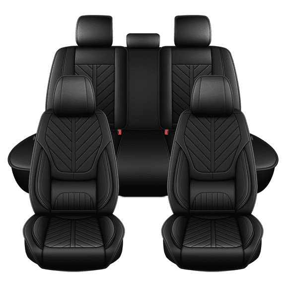 HQBQBUG Car Seat Covers Full Set for Toyota Prius 2001-2015 Waterproof Leather Seat Covers Cushion Breathable Comfort Lumbar Support Easy Installation(Black,5 Seats)