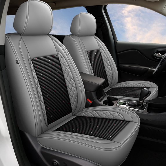 HQBQBUG Car Seat Covers Full Set for Toyota RAV4(Not for Hybrid) 2013-2025: Breathable Cooling Ice Silk Leather Seat Covers Cushion Compatible Airbag(Grey,2 Row 5 Seat)