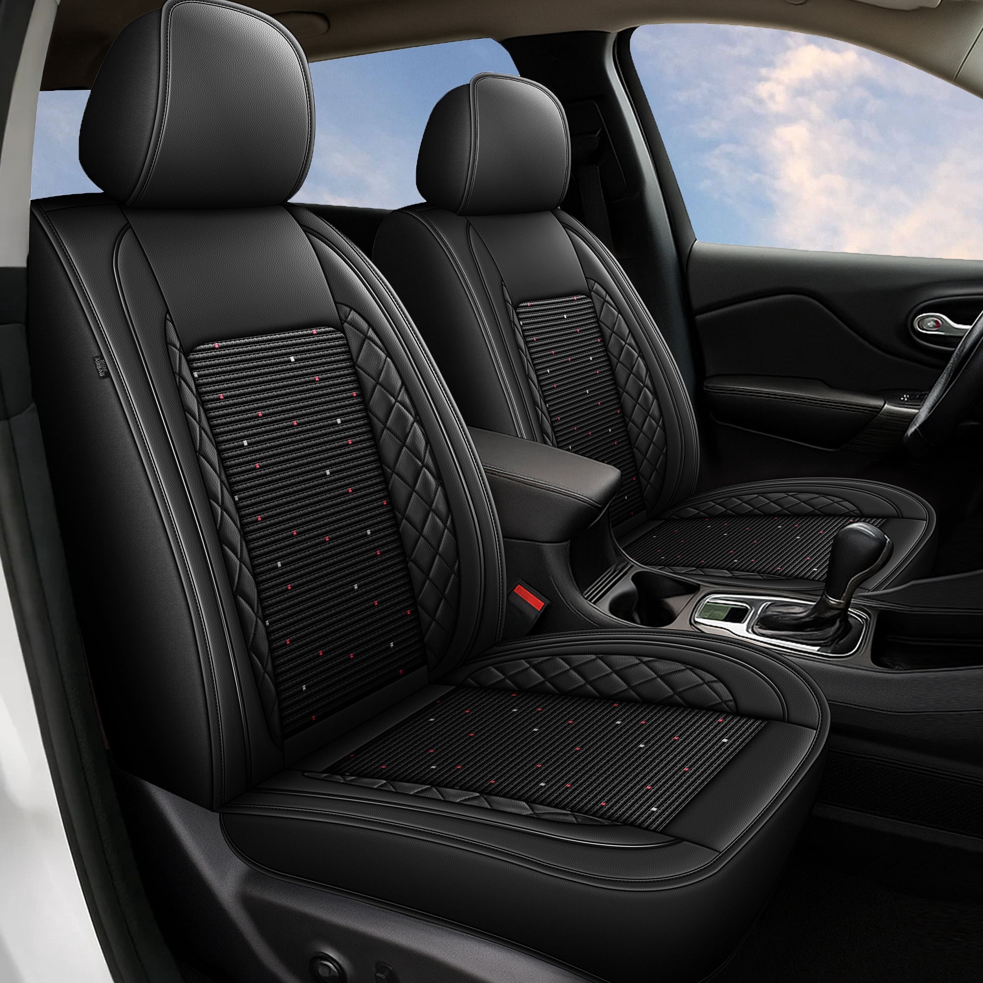 HQBQBUG Car Seat Covers Full Set for Toyota RAV4(Not for Hybrid) 2013-2025 Ice Silk Leather Seat Covers Cushion Breathable Cooling Comfort Easy Installation(Black,2 Row 5 Seat)