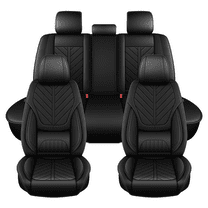 HQBQBUG Car Seat Covers Full Set for Toyota Tundra 2008-2025 Waterproof Leather Seat Covers Cushion Breathable Comfort Lumbar Support Easy Installation(Black,5 Seats)