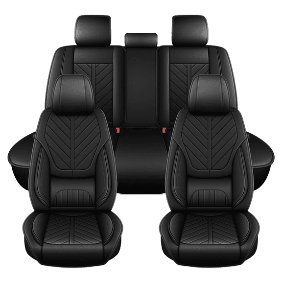 HQBQBUG Car Seat Covers Full Set for Buick Verano 2002-2017:Breathable Waterproof Leather Seat Covers Cushion Compatible Airbag(Black,5 Seats)