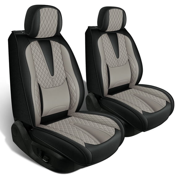 HQBQBUG Front Car Seat Covers Custom Fit for Chevrolet/Chevy Camaro 2000-2025 Breathable Leather Seat Protector with Lumbar Support Compatible Airbag Grey,Front Seat