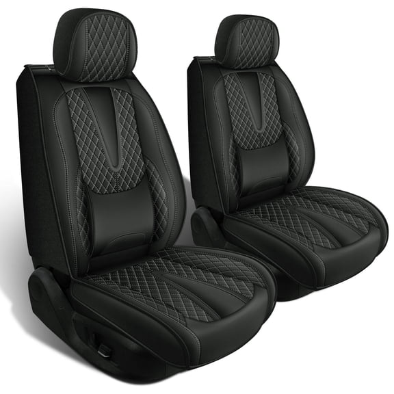 HQBQBUG Front Car Seat Covers Fit for Jeep Compass 2012-2024 2025 Luxury Leather Carseat Cover Cushion Protector Compatible Airbag Automotive Interior Black,Front Seat