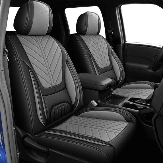 HQBQBUG Front Car Seat Covers for Jeep Patriot 2007-2017 Leather Waterproof Seat Covers Cushion Breathable Compatible Airbag Car Seat Protector(Grey,2 Seats)