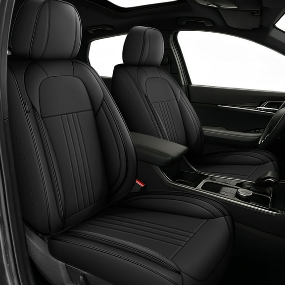 HQBQBUG Front Seat Covers Fit for Toyota bZ4X 2023-2025,Car Seat Covers Front Seats,Breathable Leather Automotive Seat Covers Front Pair Anti-Slip Seat Cover(Black,2 Seats)