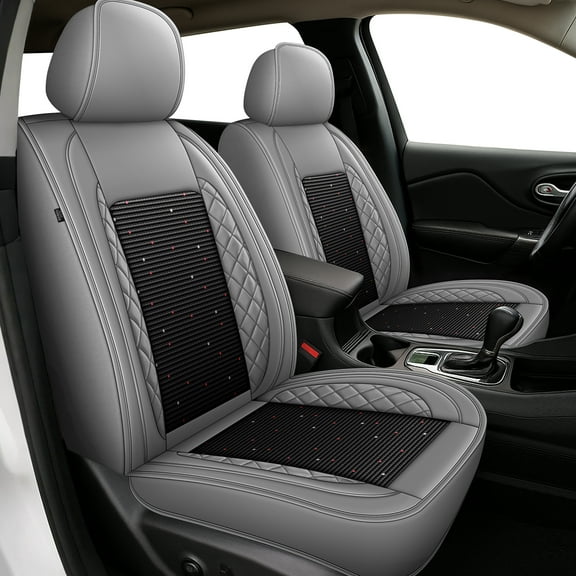 HQBQBUG Front Seat Covers for Toyota Corolla Cross 2022-2025: Ice Silk Leather Seat Covers Cushion Breathable Cooling Comfort 4 Season(Grey,Front Row)