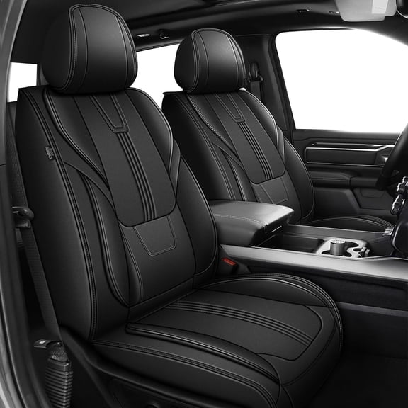 HQBQBUG Full Set 5-Seats Seat Covers Custom Fit for 2002-2026 Dodge Ram 1500 2500 3500 Seat Cover Set: Compatible with Crew Regular Quad Mega Cab Seat Covers (Curved Bench)