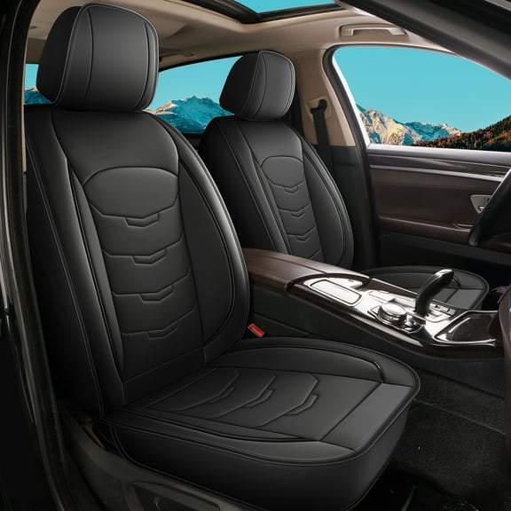 HQBQBUG Full Set Car Seat Covers Fit for Chevrolet Chevy Bolt EV/EUV 2017-2025:Waterproof Leather Automotive Seat Covers Protector Compatible Airbag Black,FullSet(5Seat)