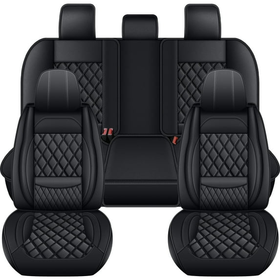 HQBQBUG Full Set Seat Cover for Honda Ridgeline 2006-2014, Waterproof Durable Premium Leather Car Seat Protector,Comfortable Anti-Slip Stylish Sport Seat Cover&Accessories(Black,5 Seats)